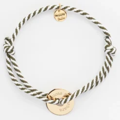 Hot HappyBulle Bracelet homme personnalisé cordon marin tressé médaille gravée plaqué or cible 16 mm Plaqué or 18k