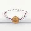 Clearance HappyBulle Bracelet homme personnalisé cordage BLEU BLANC ROUGE médaille gravée bois ronde 2 trous 21 mm