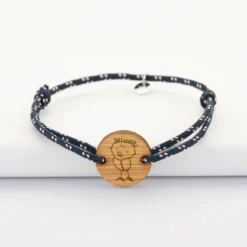 Sale HappyBulle Bracelet homme personnalisé cordage marin simple médaille gravée ronde 2 trous 21 mm Bois