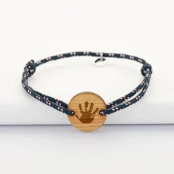 Sale HappyBulle Bracelet homme personnalisé cordage marin simple médaille gravée ronde 2 trous 21 mm Bois