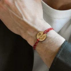 Sale HappyBulle Bracelet homme personnalisé cordage marin simple médaille gravée ronde 2 trous 21 mm Bois