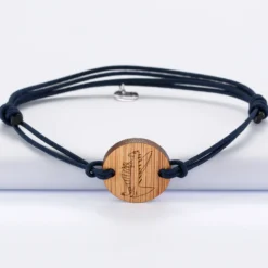 Online HappyBulle Bracelet homme personnalisé cordon double médaille gravée ronde 2 trous 21 mm Bois
