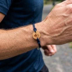 Online HappyBulle Bracelet homme personnalisé cordon double médaille gravée ronde 2 trous 21 mm Bois