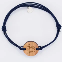 Online HappyBulle Bracelet homme personnalisé cordon double médaille gravée ronde 2 trous 21 mm Bois