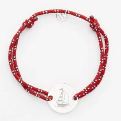 Discount HappyBulle Bracelet homme personnalisé cordage marin simple médaille gravée argent 2 trous 20 mm - Edition spéciale Marin Argent rhodié 925