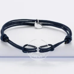HappyBulle Bracelet homme personnalisé cordon double médaille gravée cible 21 mm Acrylique