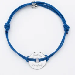 Online HappyBulle Bracelet homme personnalisé cordon double médaille gravée argent cible 20 mm - Nos petits imparfaits