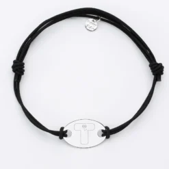 Best HappyBulle Bracelet homme personnalisé cordon doublé médaille gravée argent ovale 25x16 mm - x Barbapapa Argent rhodié 925
