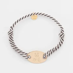 Sale HappyBulle Bracelet homme personnalisé cordon marin tressé médaille gravée plaqué or ovale 25x16 mm - x Barbapapa Plaqué or 18k