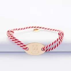 Sale HappyBulle Bracelet homme personnalisé cordon marin tressé médaille gravée plaqué or ovale 25x16 mm - x Barbapapa Plaqué or 18k