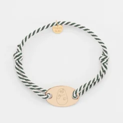Sale HappyBulle Bracelet homme personnalisé cordon marin tressé médaille gravée plaqué or ovale 25x16 mm - x Barbapapa Plaqué or 18k