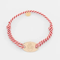 Sale HappyBulle Bracelet homme personnalisé cordon marin tressé médaille gravée plaqué or ovale 25x16 mm - x Barbapapa Plaqué or 18k
