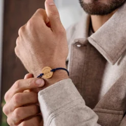 Hot HappyBulle Bracelet homme personnalisé cordon double médaille gravée ronde 2 trous 21 mm - x Barbapapa Bois