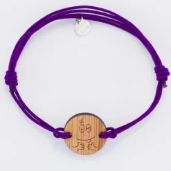 Hot HappyBulle Bracelet homme personnalisé cordon double médaille gravée ronde 2 trous 21 mm - x Barbapapa Bois