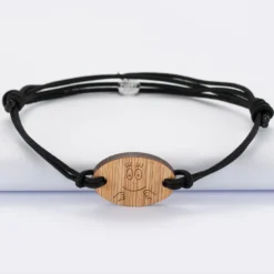 Discount HappyBulle Bracelet homme personnalisé cordon double médaille gravée ovale 2 trous 25x17 mm - x Barbapapa Bois