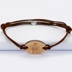 Discount HappyBulle Bracelet homme personnalisé cordon double médaille gravée ovale 2 trous 25x17 mm - x Barbapapa Bois