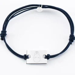 Best HappyBulle Bracelet homme personnalisé cordon doublé médaille gravée argent rectangle 23x16 mm - x Barbapapa
