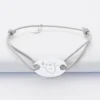 Hot HappyBulle Bracelet homme personnalisé cordon simple médaille gravée argent ovale 2 trous 25x16 mm