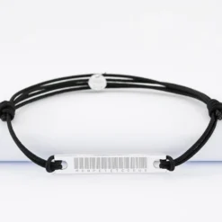 New HappyBulle Bracelet homme personnalisé "message codé" cordon doublé médaille gravée argent plaque 42x8 mm
