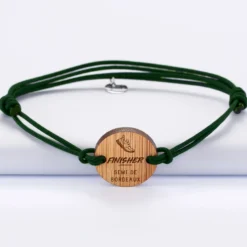Sale HappyBulle Bracelet homme personnalisé médaille gravée ronde 21 mm - Edition spéciale "Finisher" Bois