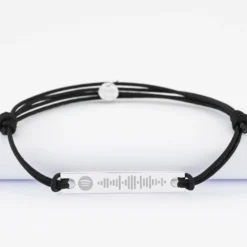 Discount HappyBulle Bracelet homme personnalisé Spotify cordon doublé médaille gravée argent plaque 42x8 mm