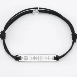 Discount HappyBulle Bracelet homme personnalisé Spotify cordon doublé médaille gravée argent plaque 42x8 mm