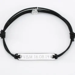 Discount HappyBulle Bracelet homme personnalisé Spotify cordon doublé médaille gravée argent plaque 42x8 mm