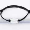 Outlet HappyBulle Bracelet homme tendance personnalisé cordon doublé médaille gravée argent ovale 25x16 mm