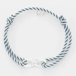 Hot HappyBulle Bracelet infini homme personnalisé cordon marin tressé médaille gravée argent 25x10mm Argent rhodié 925