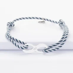 Hot HappyBulle Bracelet infini homme personnalisé cordon marin tressé médaille gravée argent 25x10mm Argent rhodié 925