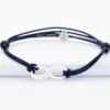 Clearance HappyBulle Bracelet infini homme personnalisé cordon double médaille gravée argent 25x10mm
