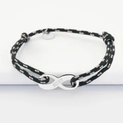 Discount HappyBulle Bracelet infini homme personnalisé cordage marin simple médaille gravée argent 25x10 mm Argent rhodié 925