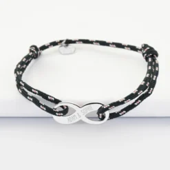 Discount HappyBulle Bracelet infini homme personnalisé cordage marin simple médaille gravée argent 25x10 mm Argent rhodié 925