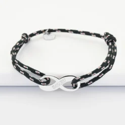 Discount HappyBulle Bracelet infini homme personnalisé cordage marin simple médaille gravée argent 25x10 mm Argent rhodié 925
