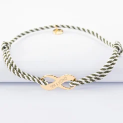 Hot HappyBulle Bracelet infini homme personnalisé cordon marin tressé médaille gravée plaqué or 25x10mm Plaqué or 18k