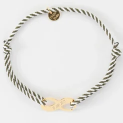 Hot HappyBulle Bracelet infini homme personnalisé cordon marin tressé médaille gravée plaqué or 25x10mm Plaqué or 18k