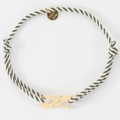 Hot HappyBulle Bracelet infini homme personnalisé cordon marin tressé médaille gravée plaqué or 25x10mm Plaqué or 18k