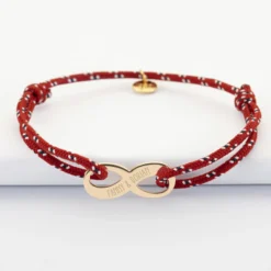 New HappyBulle Bracelet infini homme personnalisé cordage marin simple médaille gravée plaqué or 25x10mm Plaqué or 18k
