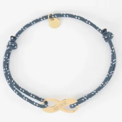 New HappyBulle Bracelet infini homme personnalisé cordage marin simple médaille gravée plaqué or 25x10mm Plaqué or 18k