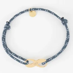 New HappyBulle Bracelet infini homme personnalisé cordage marin simple médaille gravée plaqué or 25x10mm Plaqué or 18k