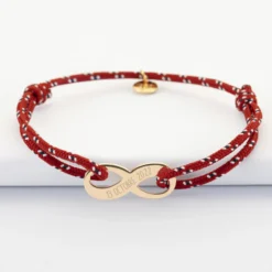 New HappyBulle Bracelet infini homme personnalisé cordage marin simple médaille gravée plaqué or 25x10mm Plaqué or 18k