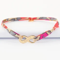 New HappyBulle Bracelet infini Liberty médaille gravée plaqué or 25x10mm Plaqué or 18k