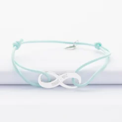 New HappyBulle Bracelet infini personnalisé médaille gravée argent 25x10mm Argent rhodié 925