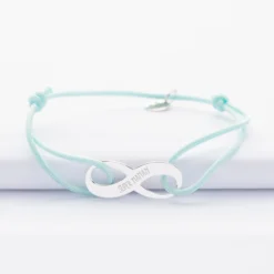 New HappyBulle Bracelet infini personnalisé médaille gravée argent 25x10mm Argent rhodié 925