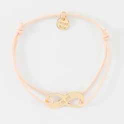HappyBulle Bracelet infini personnalisé médaille gravée plaqué or 25x10mm Plaqué or 18k