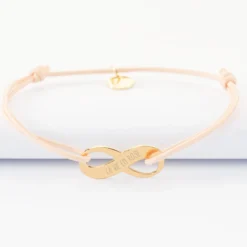 HappyBulle Bracelet infini personnalisé médaille gravée plaqué or 25x10mm Plaqué or 18k