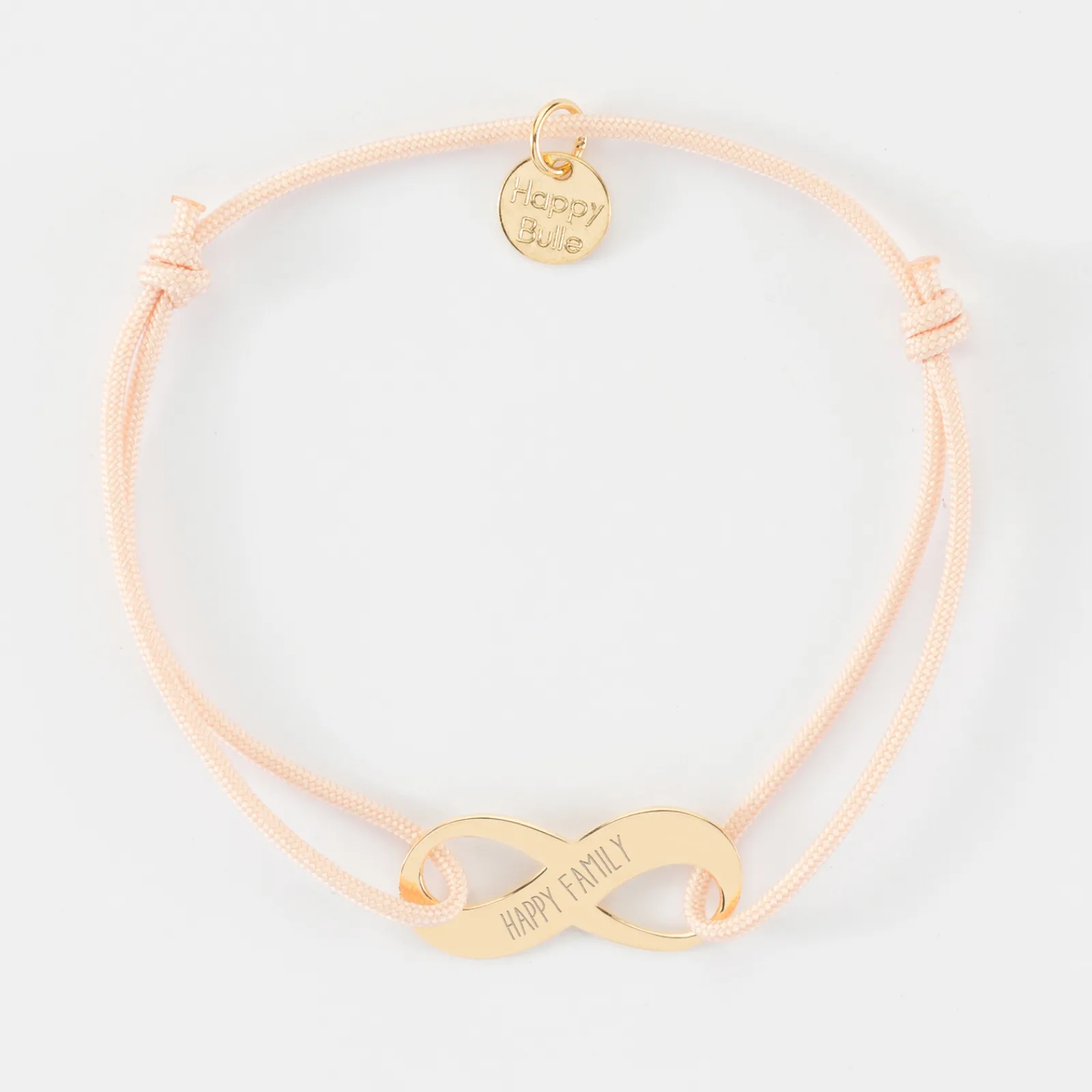 HappyBulle Bracelet infini personnalisé médaille gravée plaqué or 25x10mm Plaqué or 18k