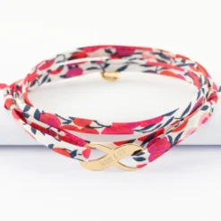 HappyBulle Bracelet infini 3 tours Liberty personnalisé médaille gravée plaqué or 25x10mm Plaqué or 18k