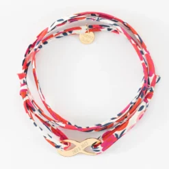 HappyBulle Bracelet infini 3 tours Liberty personnalisé médaille gravée plaqué or 25x10mm Plaqué or 18k