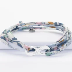 HappyBulle Bracelet infini 3 tours Liberty personnalisé médaille gravée argent 25x10mm Argent rhodié 925